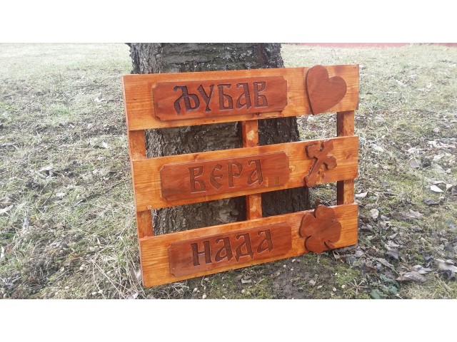 Ljubav Vera Nada-drveni natpis