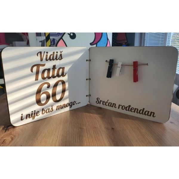 Unikatna drvena čestitka sa tekstom po želji